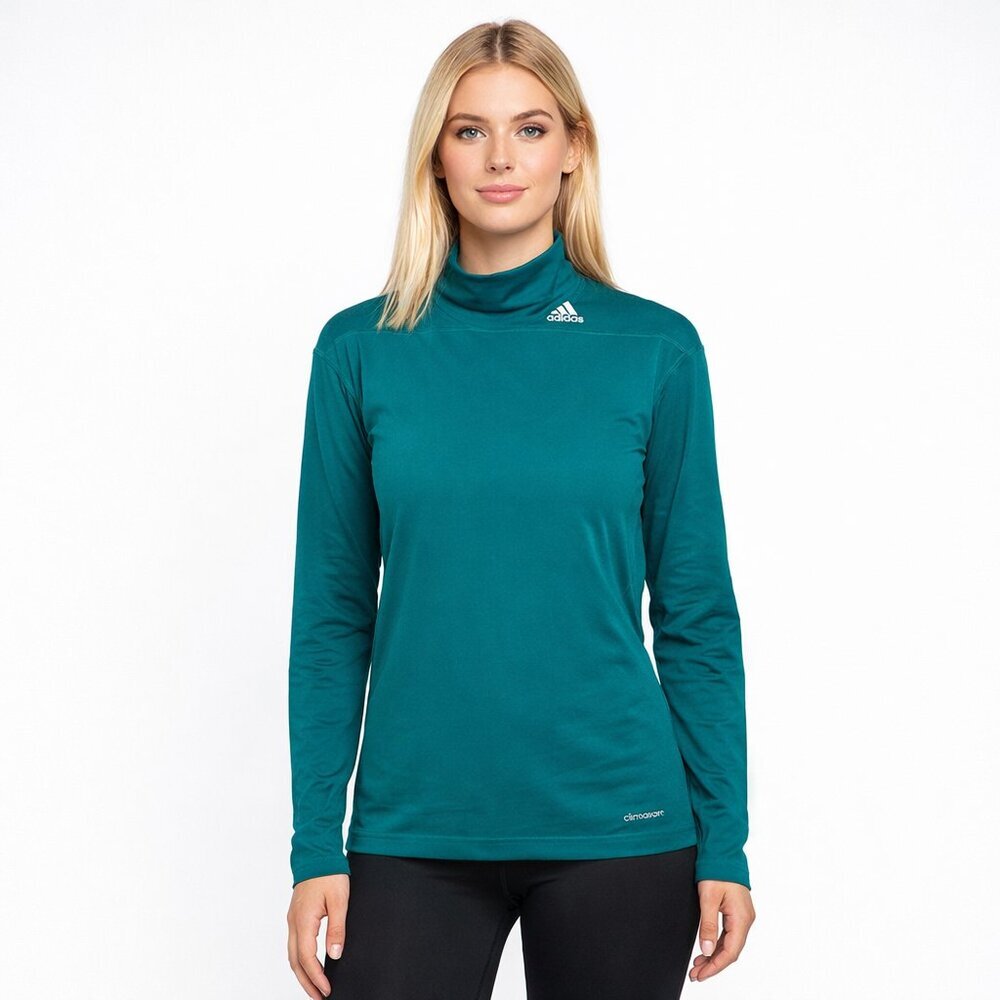 2/$30 Adidas Climawarm Compression Long Sleeve Funnel Neck Tee Teal XL #A1209